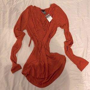 Long Sleeve Tie Front Shirt